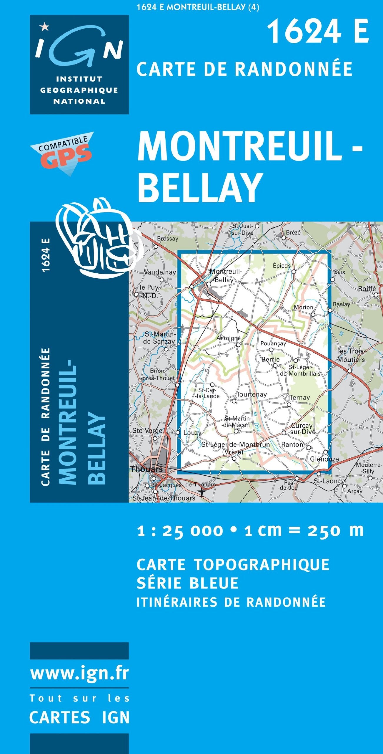 Montreuil-Bellay gps (1624E) (Série Bleue) Geology & Geography