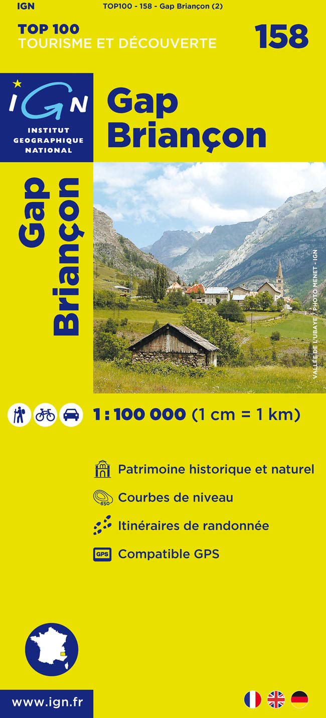 IGN Karte, Tourisme et découverte Gap, Briancon: Patrimoine historique et naturel, Courbes de niveau, Itinéraires de randonée, Compatible GPS (TOP 100, Band 158) Leisure, Home & Garden