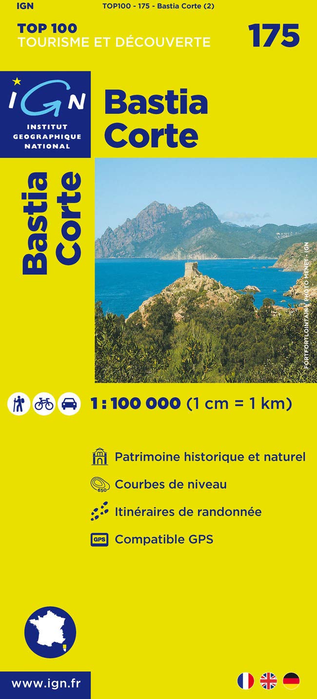 IGN Karte, Tourisme et découverte Bastia, Corte: Patrimoine historique et naturel, Courbes de niveau, Itinéraires de randonée, Compatible GPS (TOP 100, Band 175) Leisure, Home & Garden