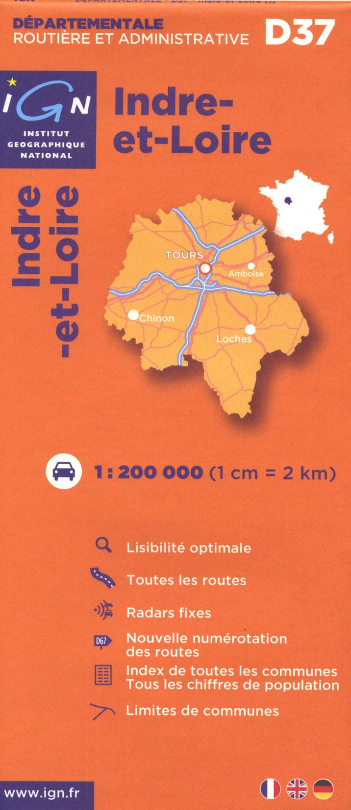 Indre-et-Loire Dep 37 (721137) (Routier France départementale, Band 721137) Leisure, Home & Garden