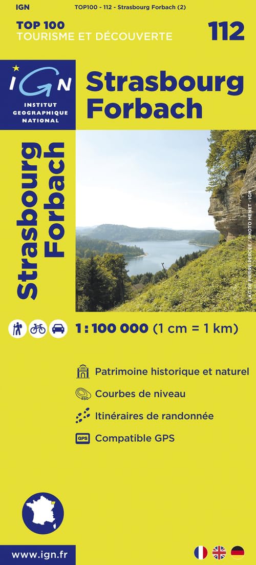 IGN Karte, Tourisme et découverte Strasbourg, Forbach: Patrimoine historique et naturel, Courbes de niveau, Itinéraires de randonée, Compatible GPS (TOP 100, Band 112) Leisure, Home & Garden