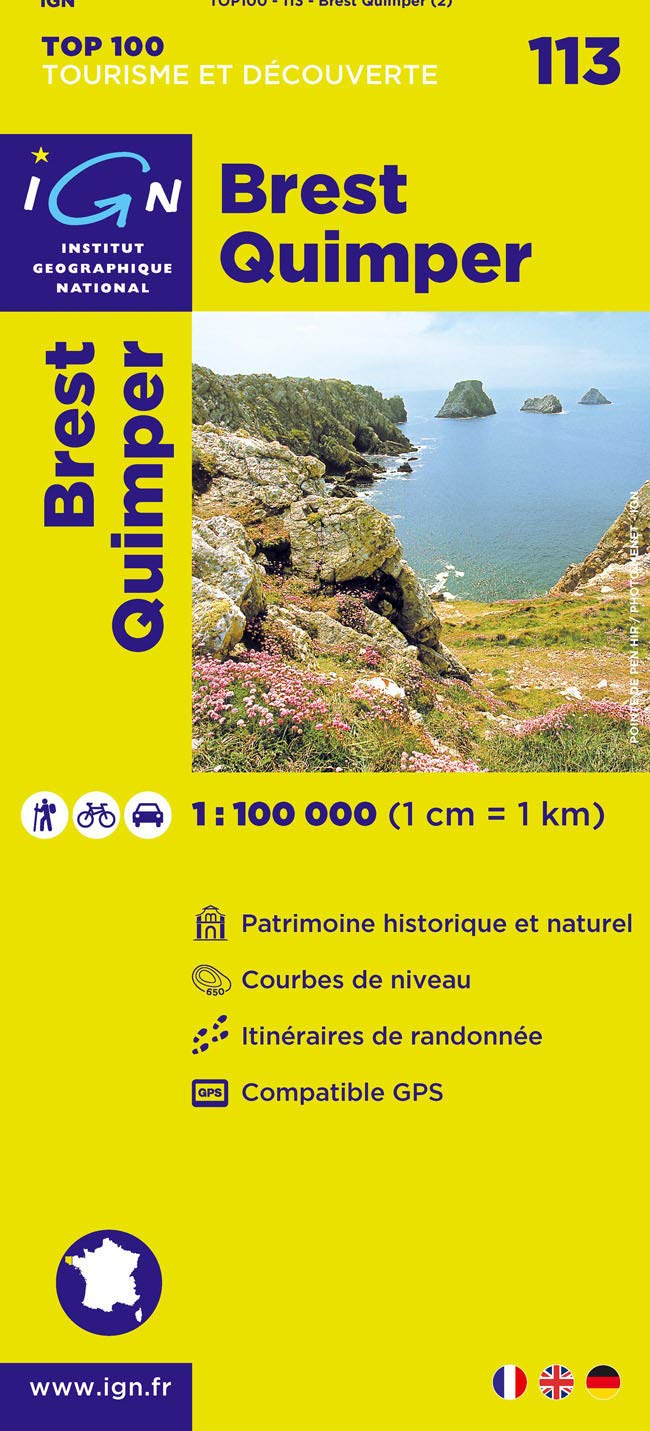 IGN Karte, Tourisme et découverte Brest, Quimper: Patrimoine historique et naturel, Courbes de niveau, Itinéraires de randonée, Compatible GPS Leisure, Home & Garden