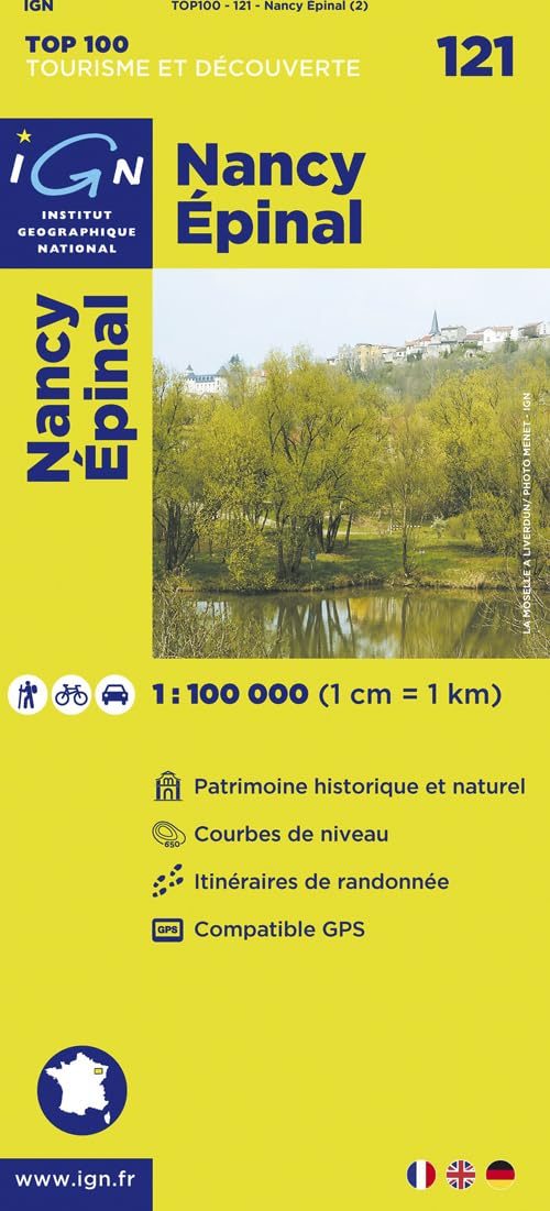 IGN Karte, Tourisme et découverte Nancy, Épinal: Patrimoine historique et naturel, Courbes de niveau, Itinéraires de randonée, Compatible GPS Leisure, Home & Garden