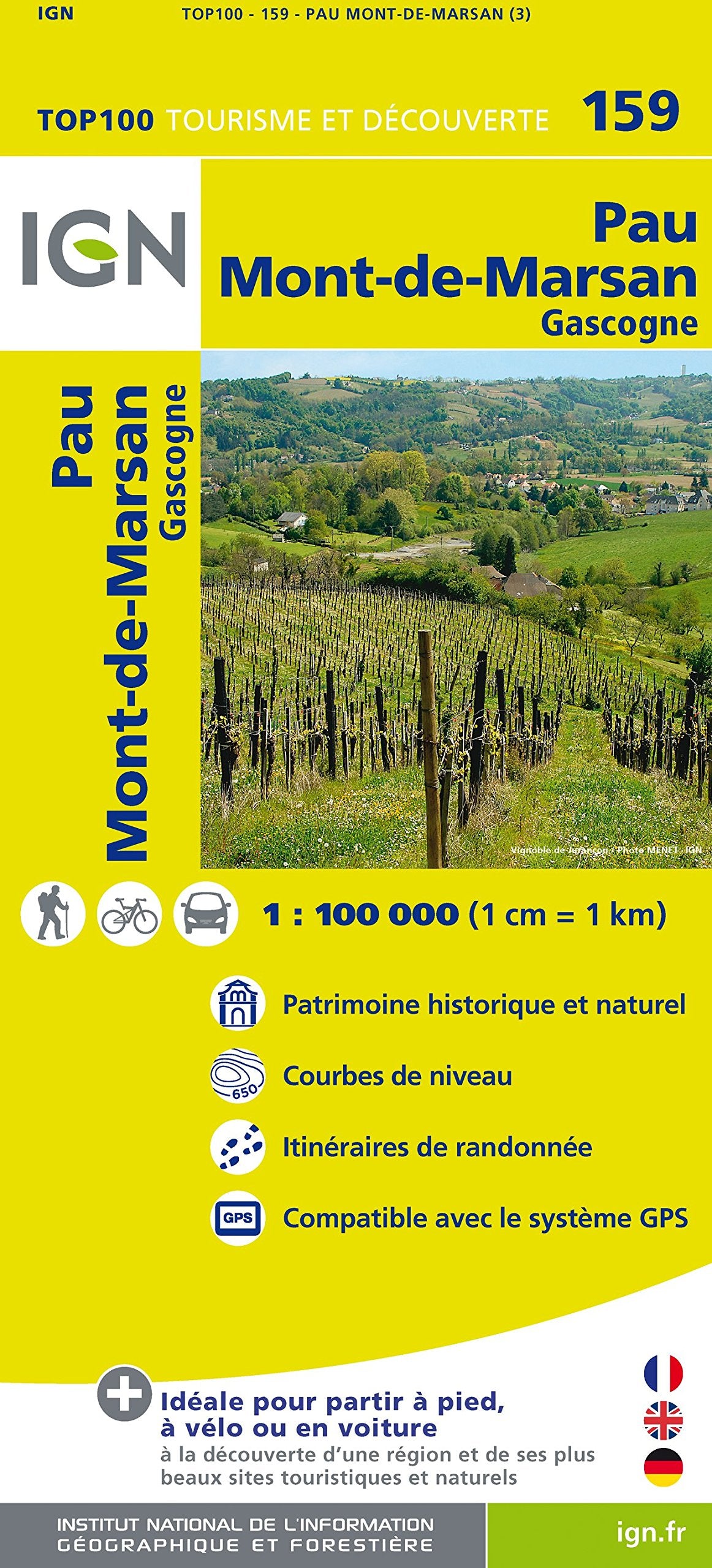IGN 1 : 100 000 Pau Mont-de-Marsan: Top 100 Tourisme et Découverte. Patrimoine historique et naturel / Courbes de niveau / Itinéaires de randonnée / Compatible GPS Leisure, Home & Garden