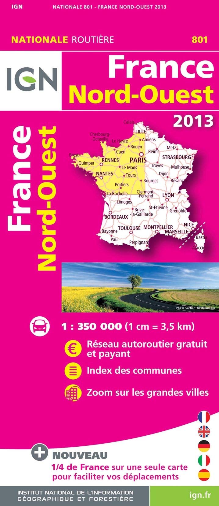 IGN Karte, Tourisme et découverte France Nord-Ouest 2013: Réseau autoroutier gratuit et payant, Index des communes, Zoom sur les grandes villes. ... Compatible GPS (France North West: IGN-801) Leisure, Home & Garden