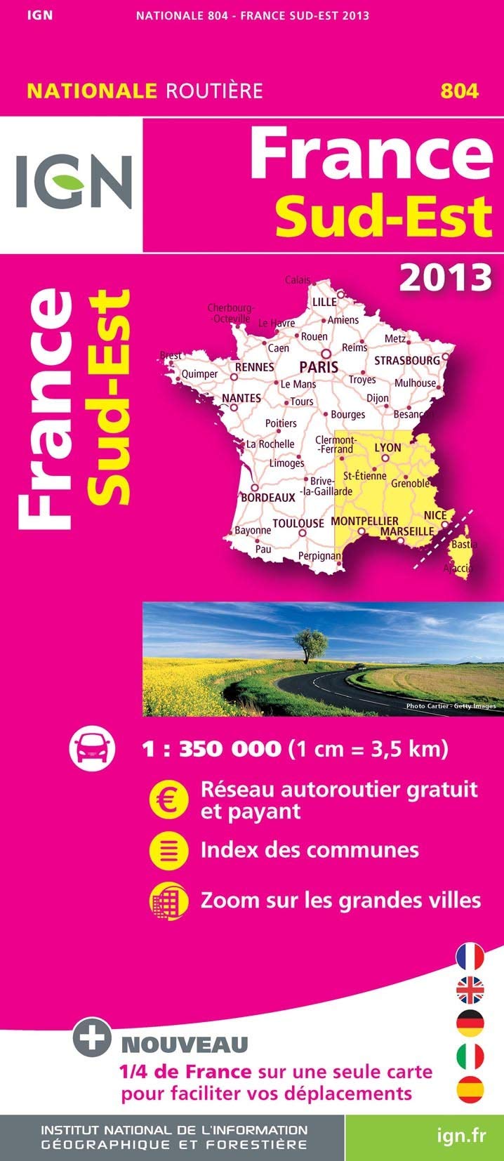 IGN Karte, Nationale Routière (et Touristique) France Sud-Est 2013: Réseau autoroutier gratuit et payant, Index des communes, Zoom sur les grandes ... (France South East: IGN-804) Leisure, Home & Garden