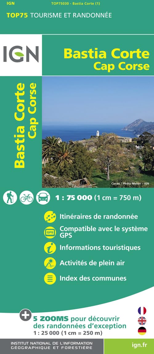 IGN 75 000 Touristische Wanderkarte Bastia Corte-Cap Corse Leisure, Home & Garden