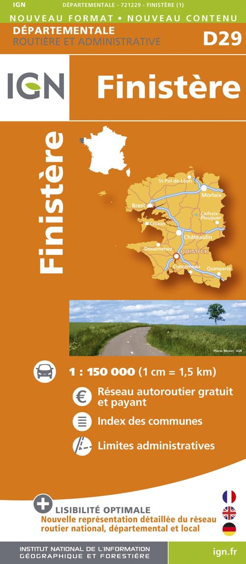 Finistère dép 29 (721229) (Routier France départementale, Band 721229) Geology & Geography