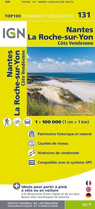 IGN 1 : 100 000 Nantes La Roche-sur-Yon: Top 100 Tourisme et Découverte. Patrimoine historique et naturel / Courbes de niveau / Routes et chemins / Itinéaires de randonnée / Compatible GPS Leisure, Home & Garden