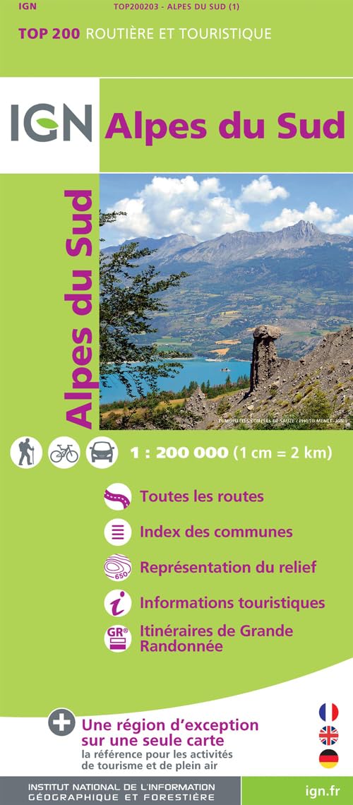 IGN Karte, Routière et Touristique Alpes du Sud: Totes les routes, Index des communes, Représentation du relief, Informations touristiques, Itinéraires de Grande Randonnée (TOP 200, Band 200203) Leisure, Home & Garden