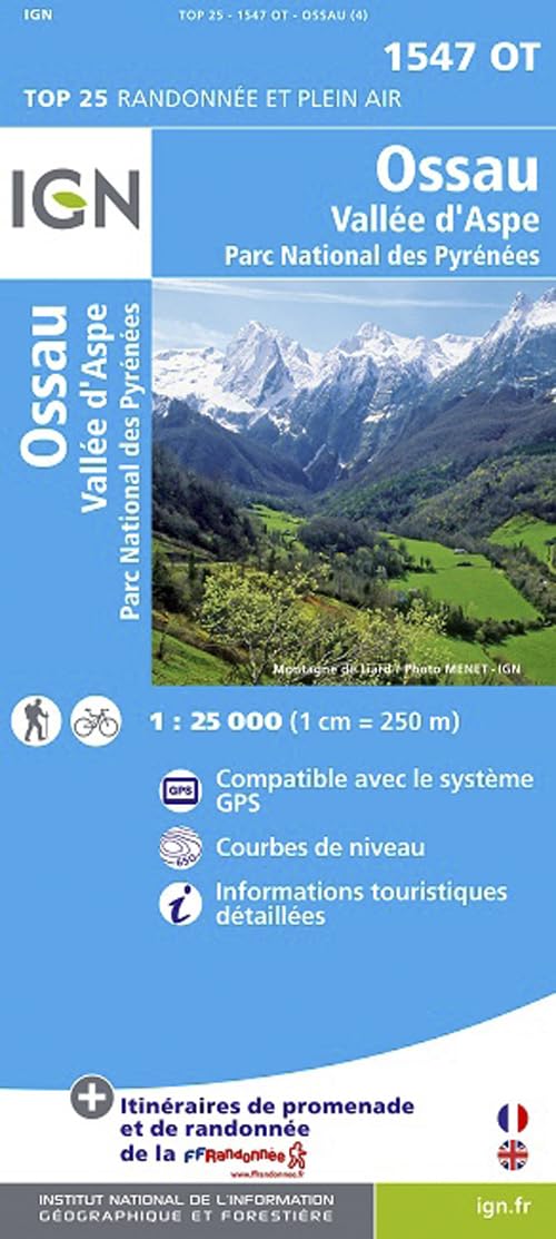IGN Karte, Carte de randonnée (et plein air) Ossau, PN Pyrénées: Courbes de niveau, informations touristiques detaillées. Compatible avec le système GPS Leisure, Home & Garden