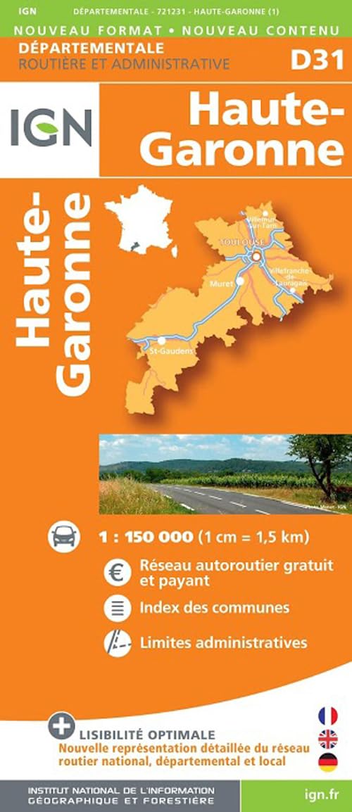 Haute-Garonne dép 31 (721231) (Routier France départementale, Band 721231) Geology & Geography