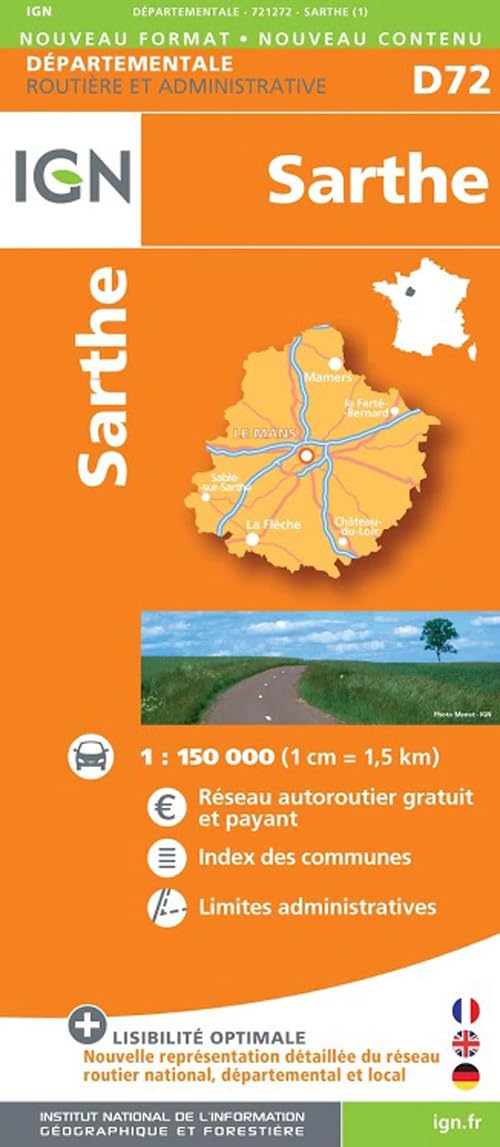 Sarthe dép 72 (721272) (Routier France départementale, Band 721272) Geology & Geography