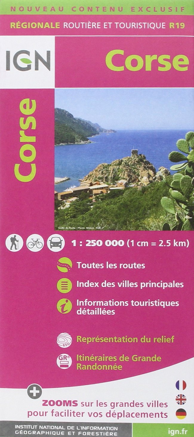IGN Karte, Régionale Routière et Touristique Corse: Toutes les routes, index des villes principales, informations touristiques détaillées, ... (Routier France régionale, Band 19) Leisure, Home & Garden