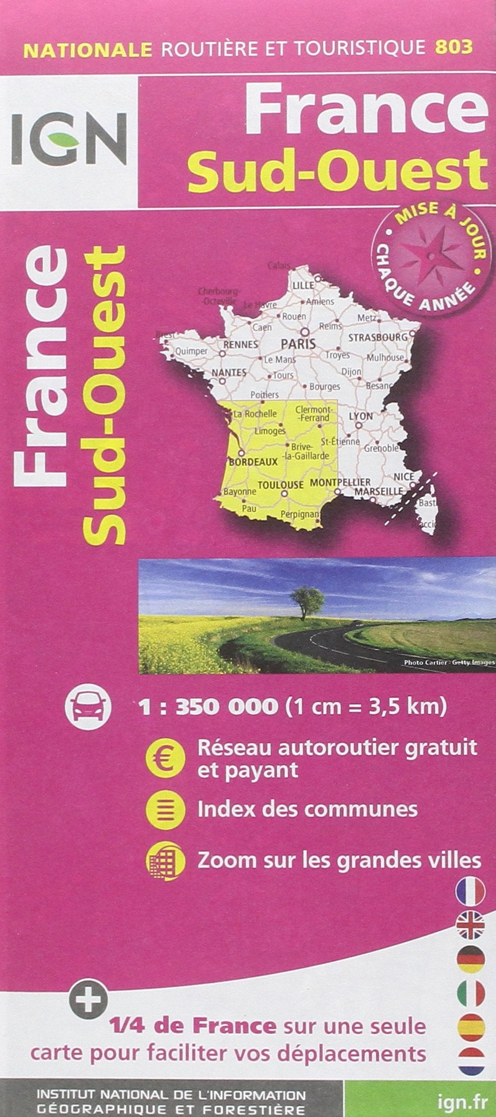 IGN Karte, Nationale Routière (et Touristique) France Sud-Ouest: Réseau autoroutier gratuit et payant, Index des communes, Zoom sur les grandes ... nzös.-engl.-dtsch.-italien.-span.-niederländ. Leisure, Home & Garden