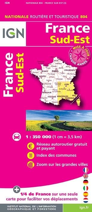 IGN Karte, Nationale Routière (et Touristique) France Sud-Est: Réseau autoroutier gratuit et payant, Index des communes, Zoom sur les grandes villes. ... französ.-engl.-dtsch.-italien.-span. Leisure, Home & Garden