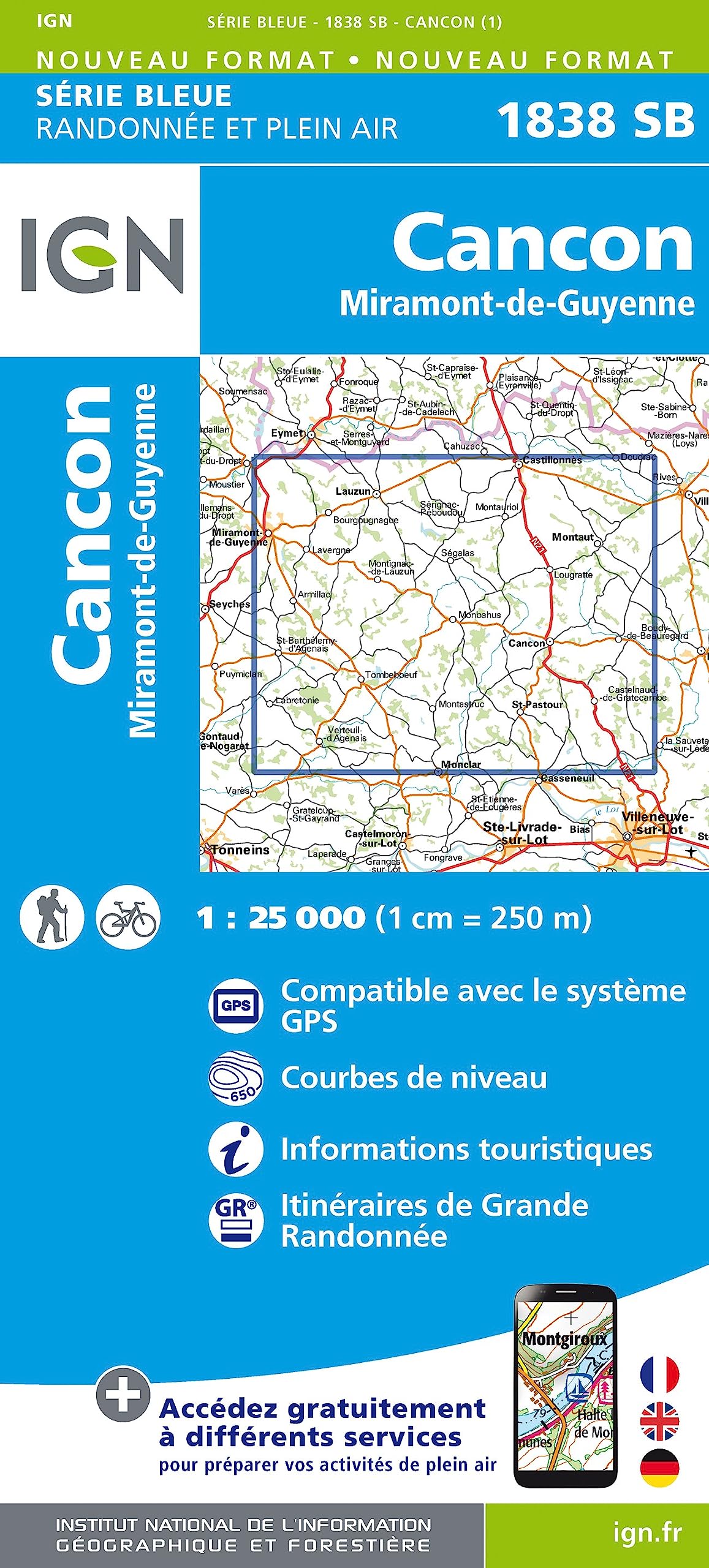 Chancon - Miramont de Guyenne 1 : 25 000 Carte Topographique Serie Bleue Itineraires de Randonnee Leisure, Home & Garden