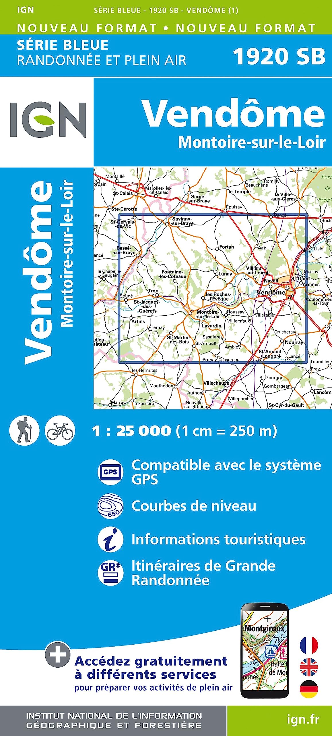 Vendome - Montoire sur le Loir 1 : 25 000 Carte Topographique Serie Bleue Itineraires de Randonnee Leisure, Home & Garden
