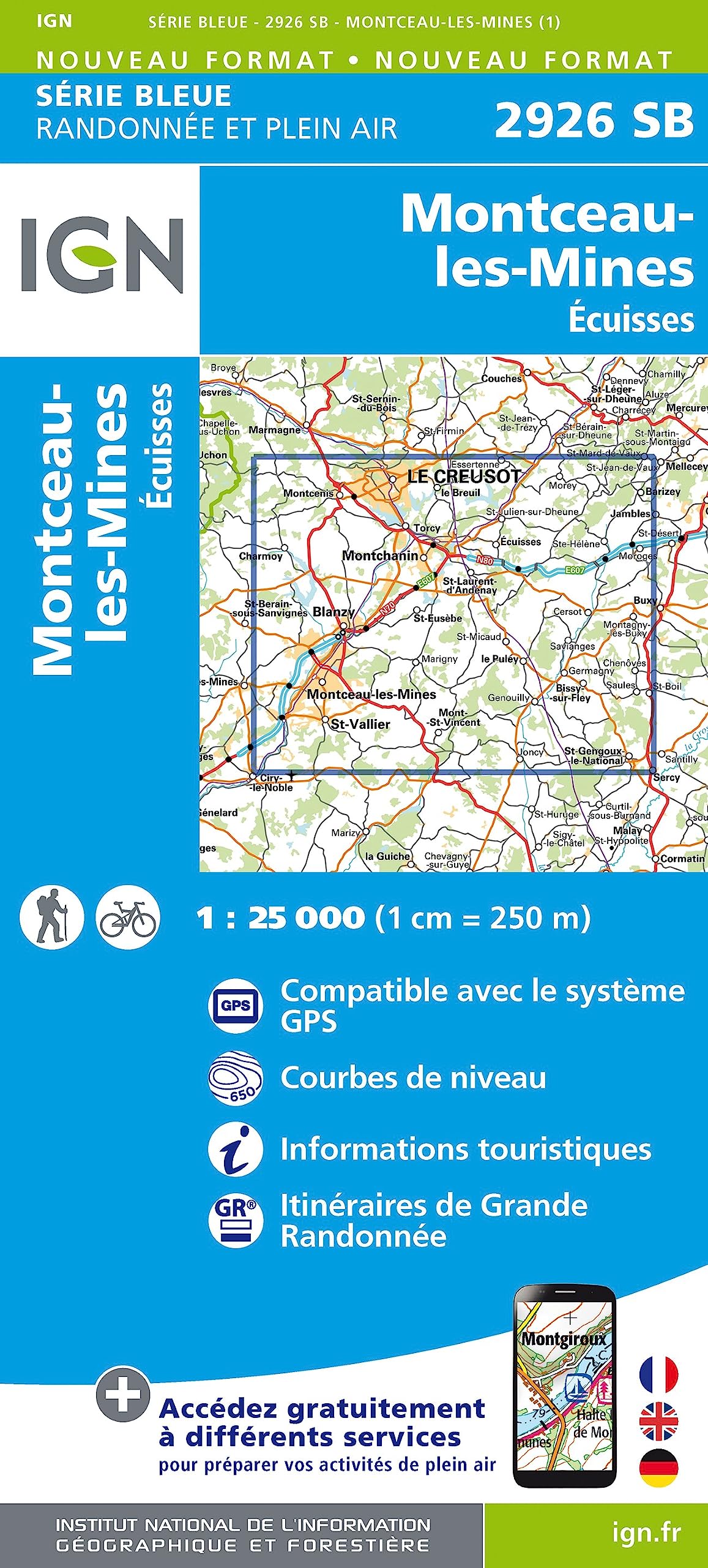 Montceau les Mines Ecuisses 1 : 25 000 Carte Topographique Serie Bleue Itineraires de Randonnee book
