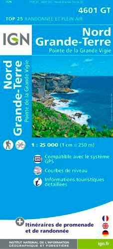 IGN Karte, Carte de randonnée (et plein air) Nord - Grande-Terre - Pointe de la Grande Vigie - Île de la Guadeloupe: Courbes de niveau, informations ... Compatible avec le système GPS (TOP 25) Leisure, Home & Garden