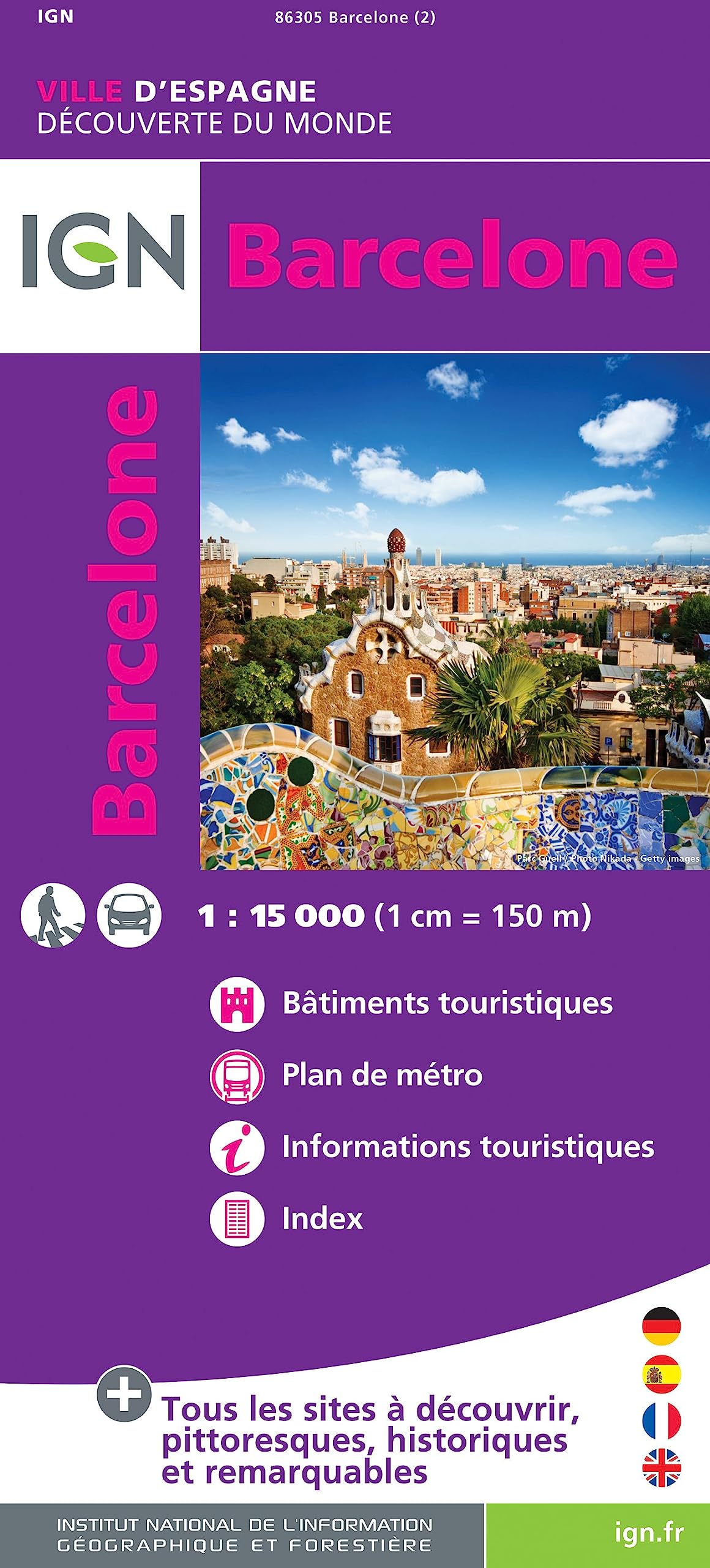 IGN Plan de Ville Barcelona: Stadtplan Barcelona (Découverte des Villes du Monde, Band 86305) Leisure, Home & Garden