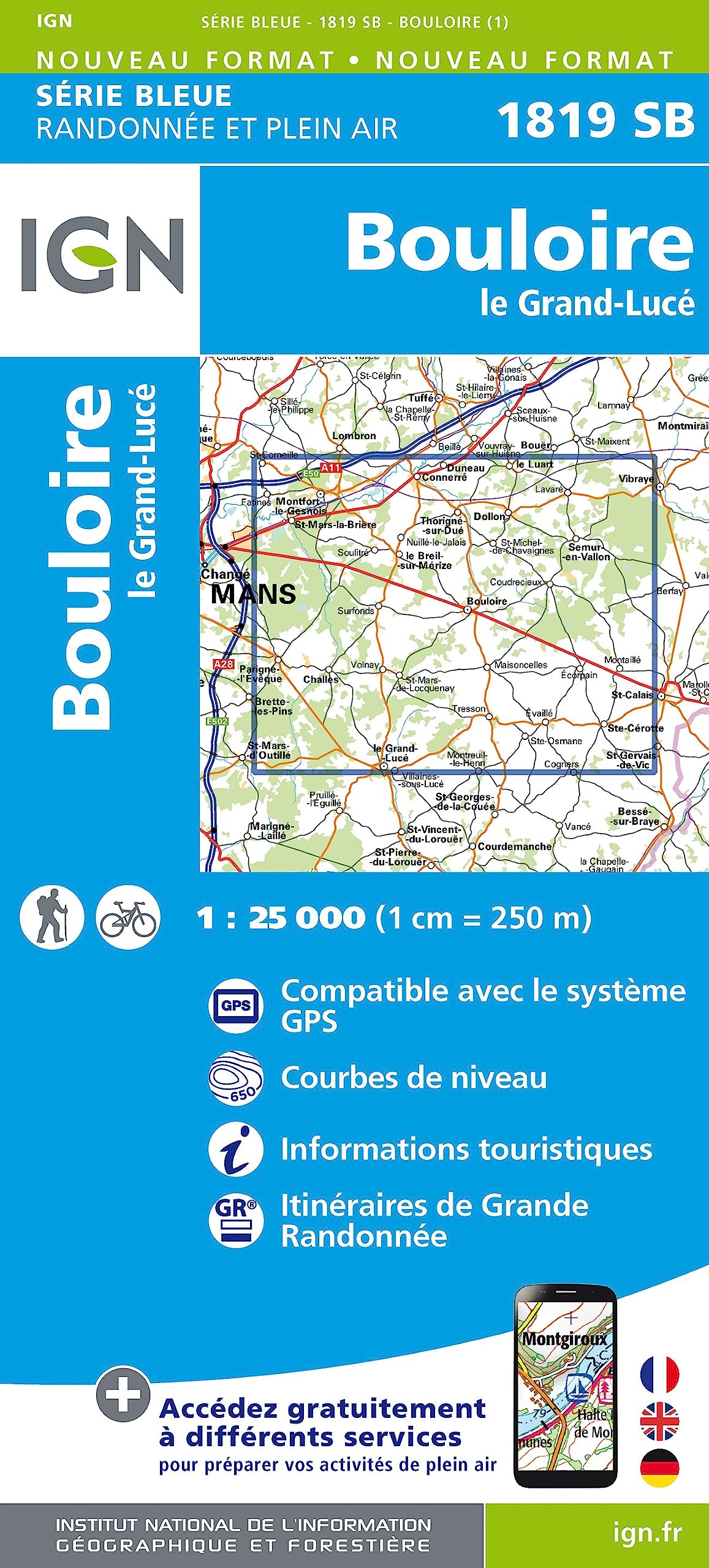 IGN Karte, Serie Bleue Top 25 Bouloire le Grand (Série Bleue, Band 1819) Leisure, Home & Garden