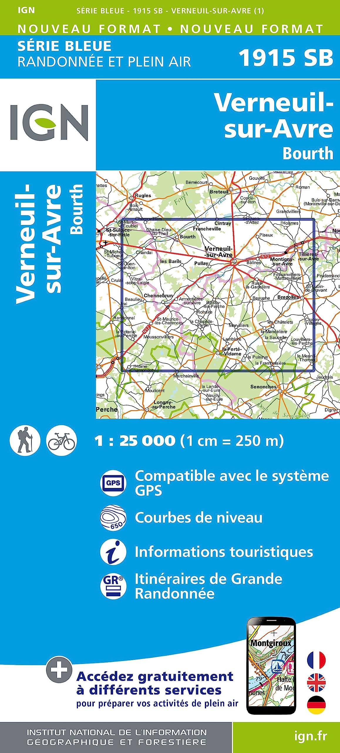 IGN Karte, Serie Bleue Top 25 Verneuil s. Avre (Série Bleue, Band 1915) Leisure, Home & Garden