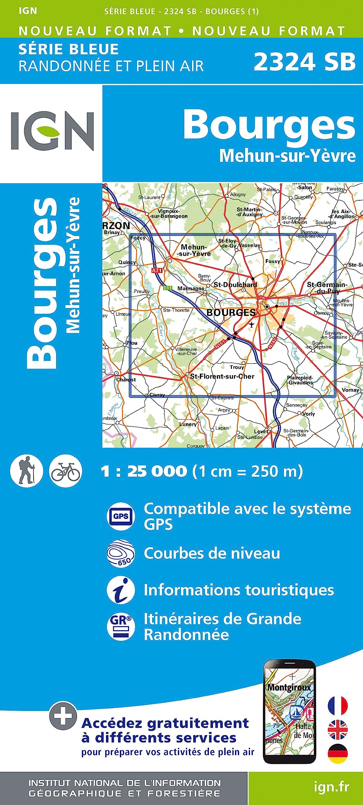 IGN Karte, Serie Bleue Top 25 Bourges Mehun (Série Bleue, Band 2324) Leisure, Home & Garden