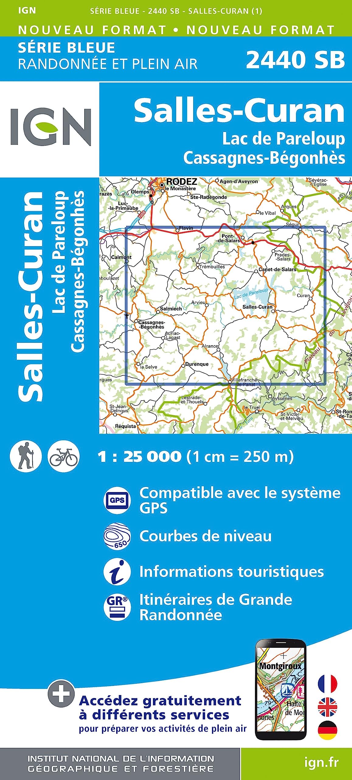 IGN Karte, Carte de randonnée (et plein air) Salles Curan Lac (Série Bleue, Band 2440) Leisure, Home & Garden
