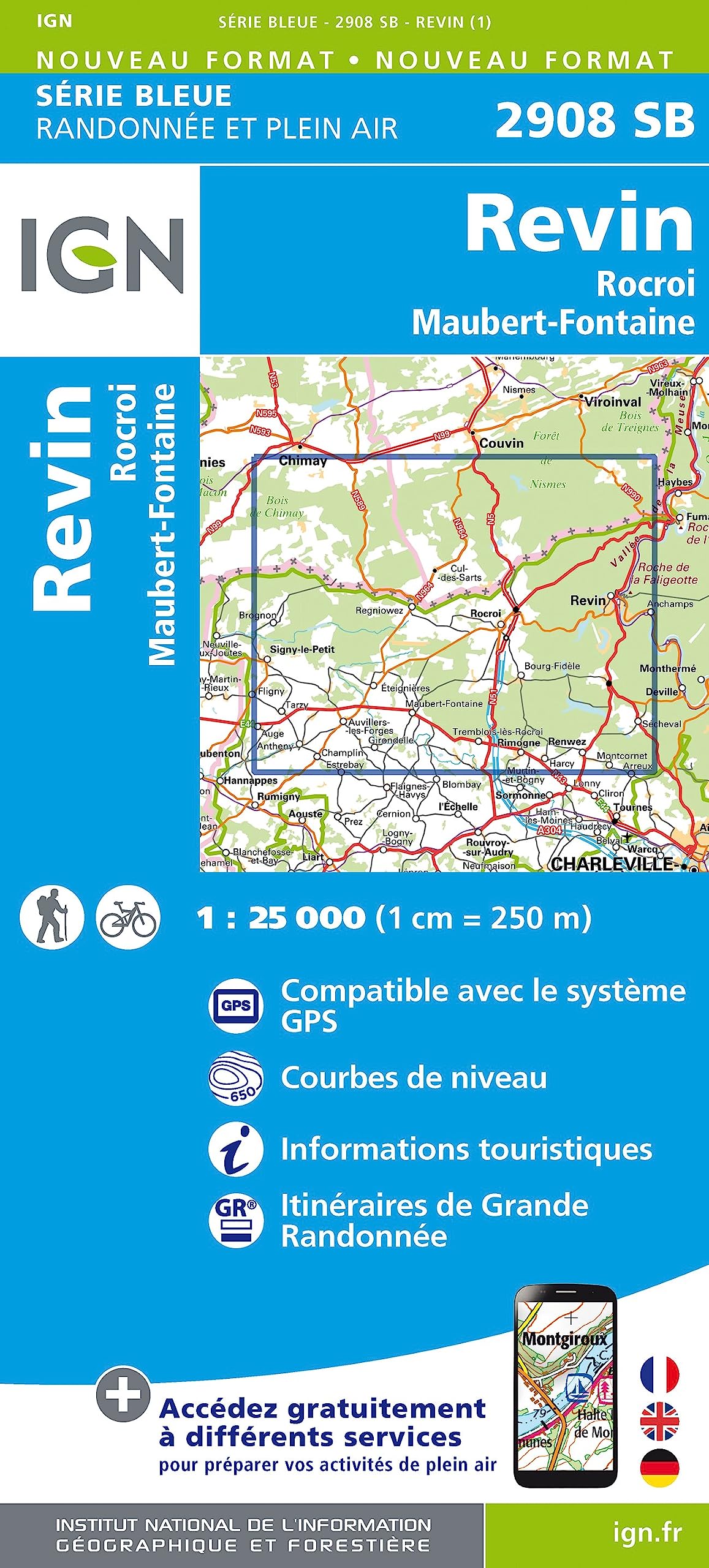 IGN Karte, Carte de randonnée (et plein air) Revin Rocroi (Série Bleue, Band 2908) Leisure, Home & Garden