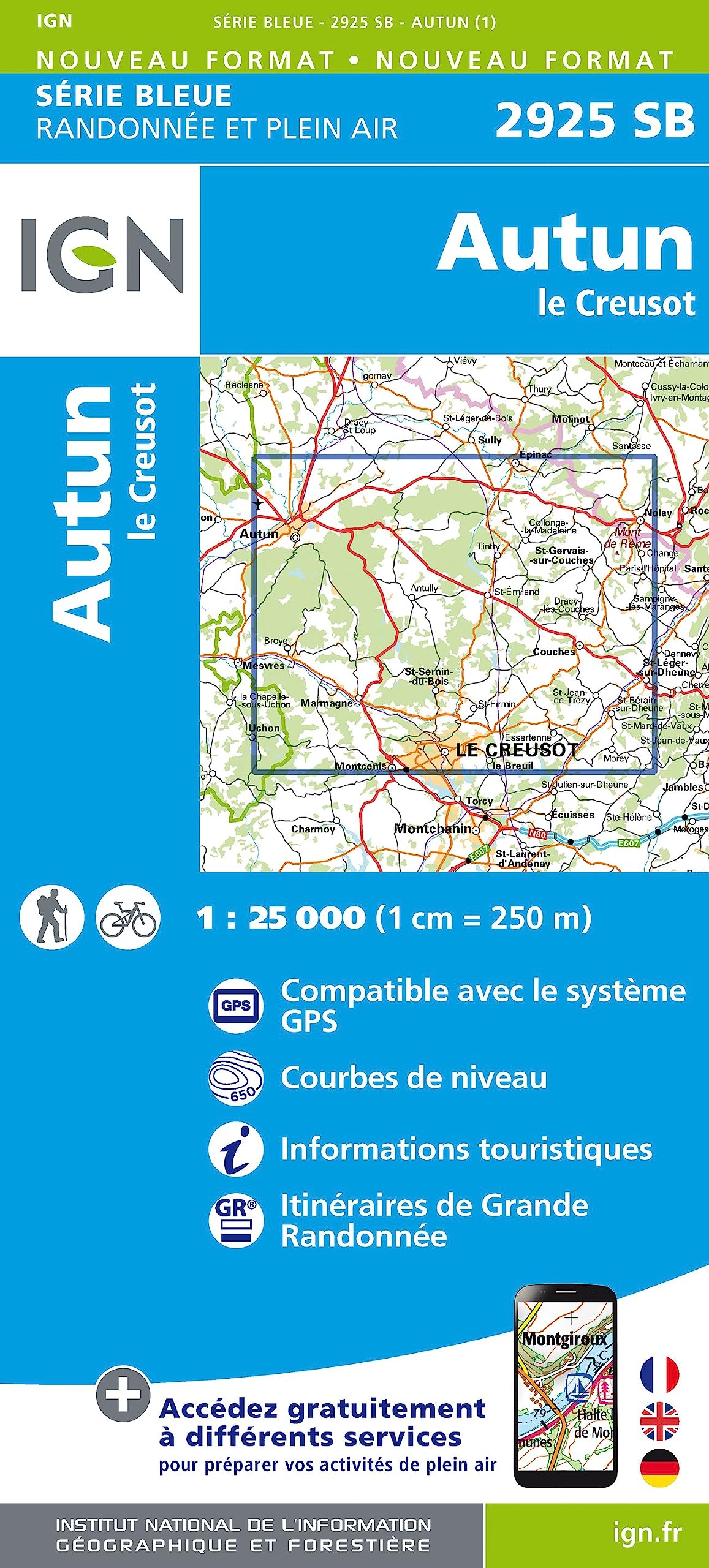 IGN Karte, Carte de randonnée (et plein air) Autun le Creusot (Série Bleue, Band 2925) Leisure, Home & Garden