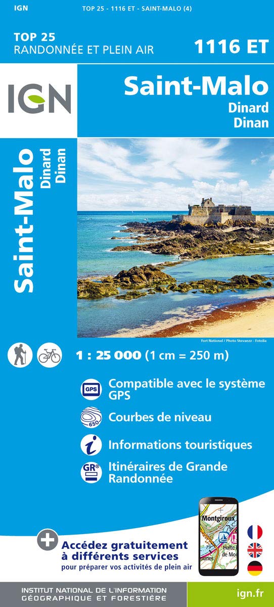 IGN Karte, Carte de randonnée (et plein air) St.-Malo - Dinard - Dinan (TOP 25) Leisure, Home & Garden