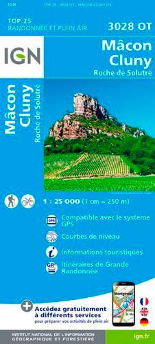 IGN Karte, Carte de randonnée (et plein air) Macon - Cluny - Roche de Solutré: Compatible avec le système GPS, Courbes de niveau, Informations ... préparer vos activités de plein air (TOP 25) Leisure, Home & Garden