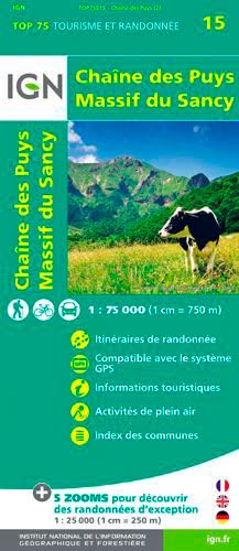IGN Karte, Tourisme et Randonnée Chaîne des Puys - Massif du Sancy: Itinéraires de randonnée, Compatible avec le système GPS, Informations ... air, Index des communes (TOP 75, Band 75015) Leisure, Home & Garden