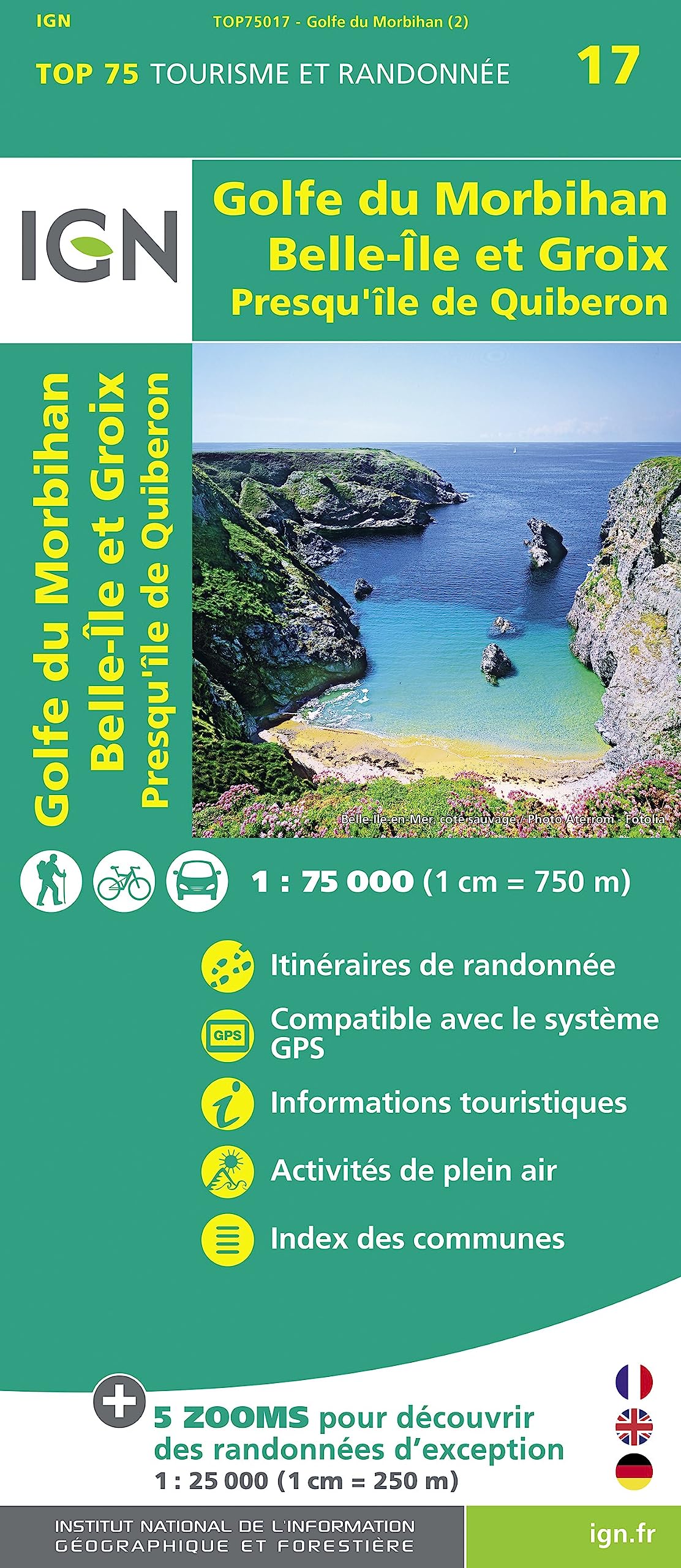 IGN 75 000 Touristische Wanderkarte 17 Golfe du Morbihan - Ile Groix - Belle Ile Reference Books