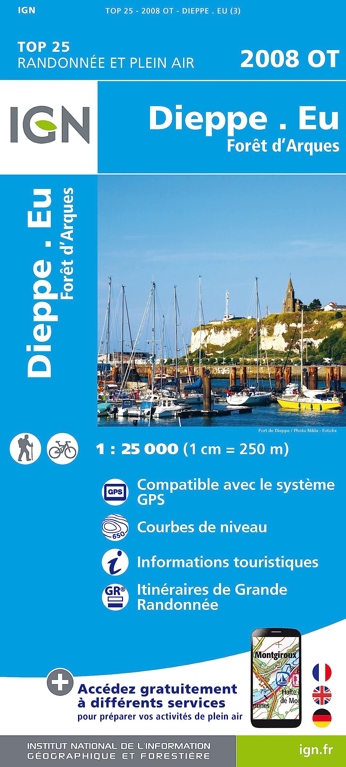 IGN Karte, Carte de randonnée (et plein air) Dieppe - Eu - Foret d'Arques (TOP 25) Leisure, Home & Garden