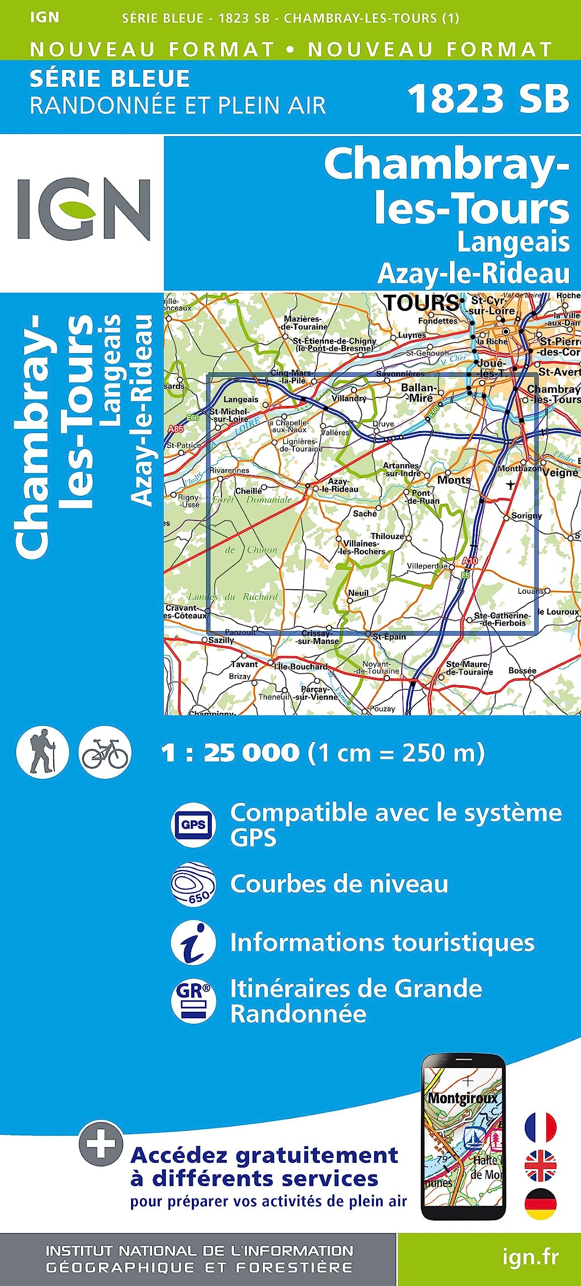 Chambray-les-Tours.Langeais.Azay-le-Rideau 1:25 000 Leisure, Home & Garden