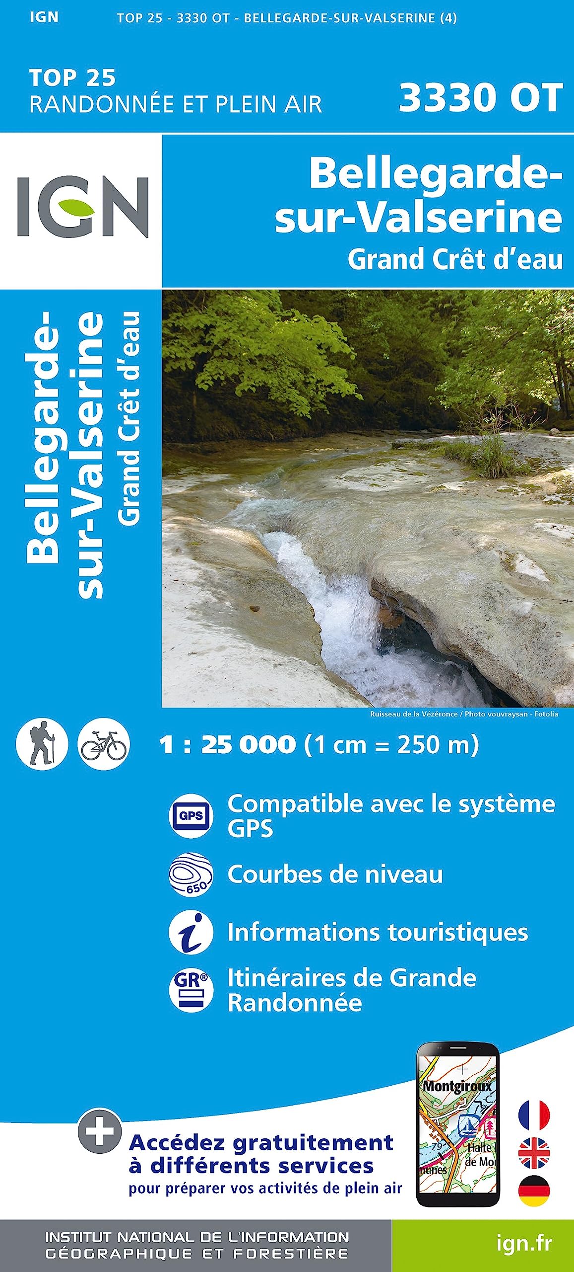 3330OT Bellegarde-sur-Valserine - Grand Crêt d'Eau: Courbes de niveau, informations touristiques detaillées (TOP 25) Leisure, Home & Garden