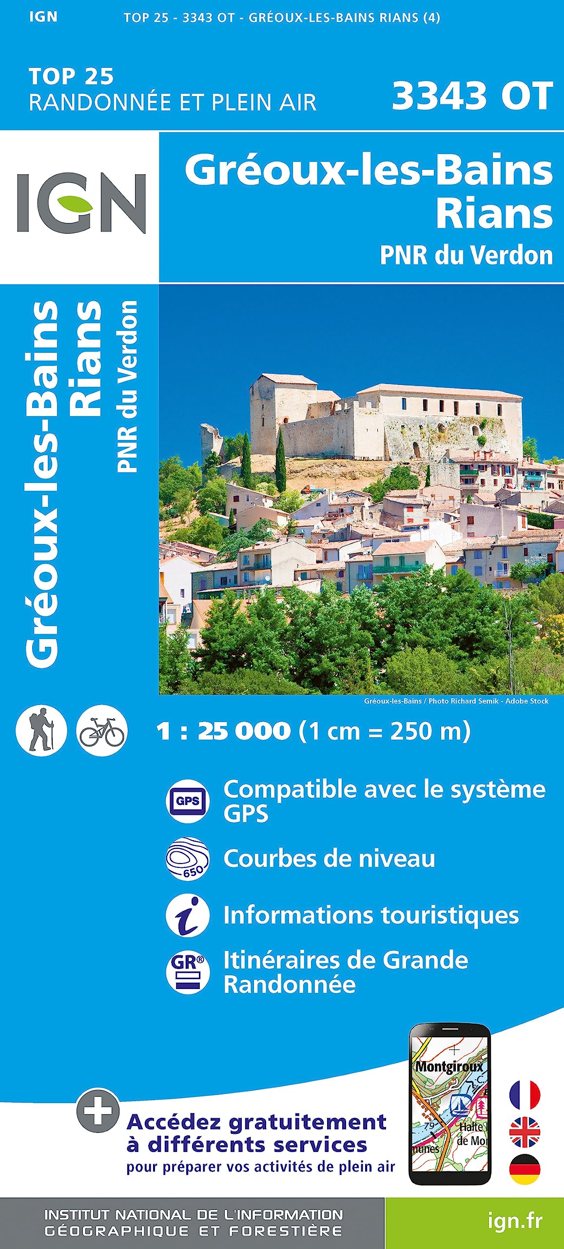 3343OT Gréoux-les-Bains - Rians - Basses Gorges du Verdon (TOP 25) Leisure, Home & Garden