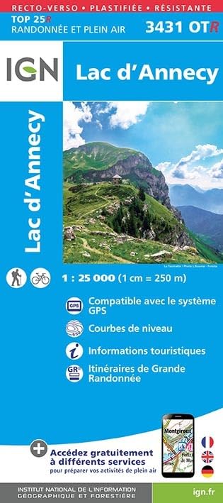 Lac d'Annecy (3431OTR) (TOP 25R) Geology & Geography