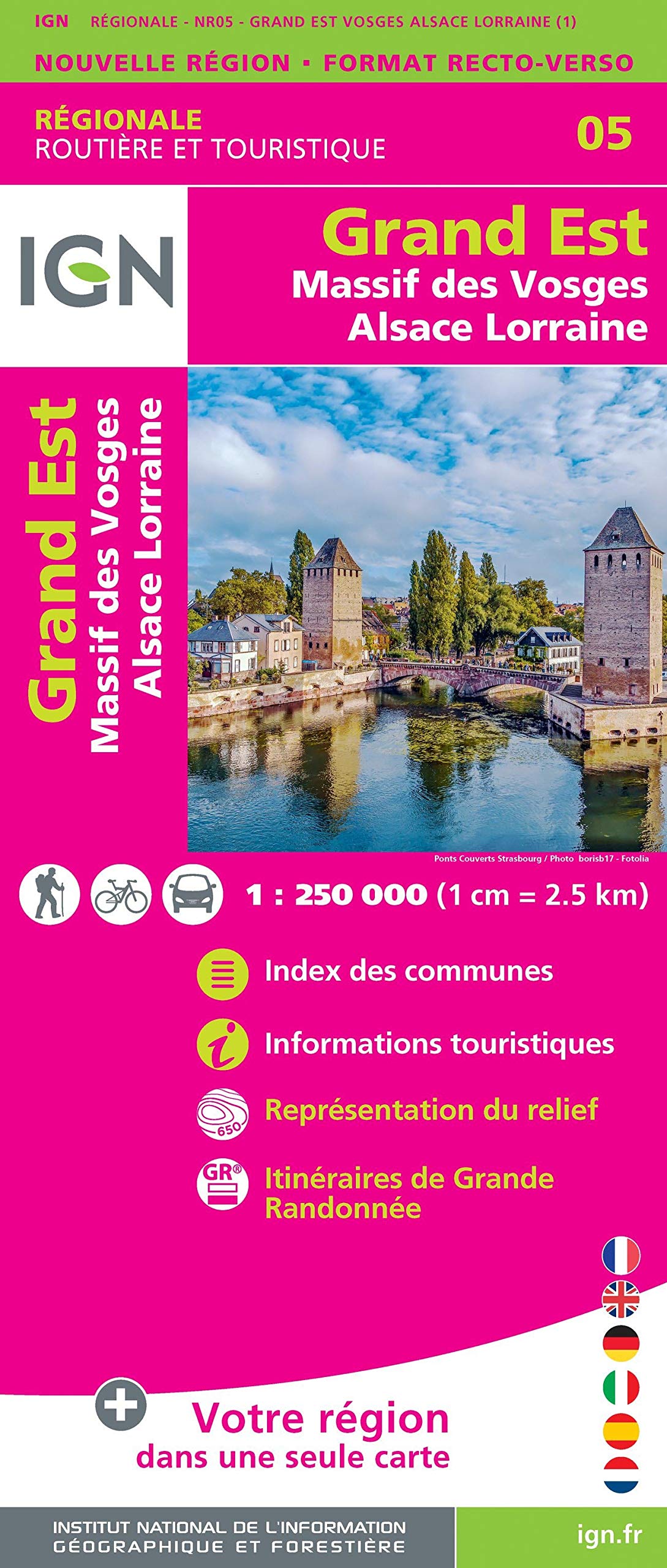 Grand Est (Massif des Vosges Alsace Lorraine) Recto/verso 1:250 000 Leisure, Home & Garden
