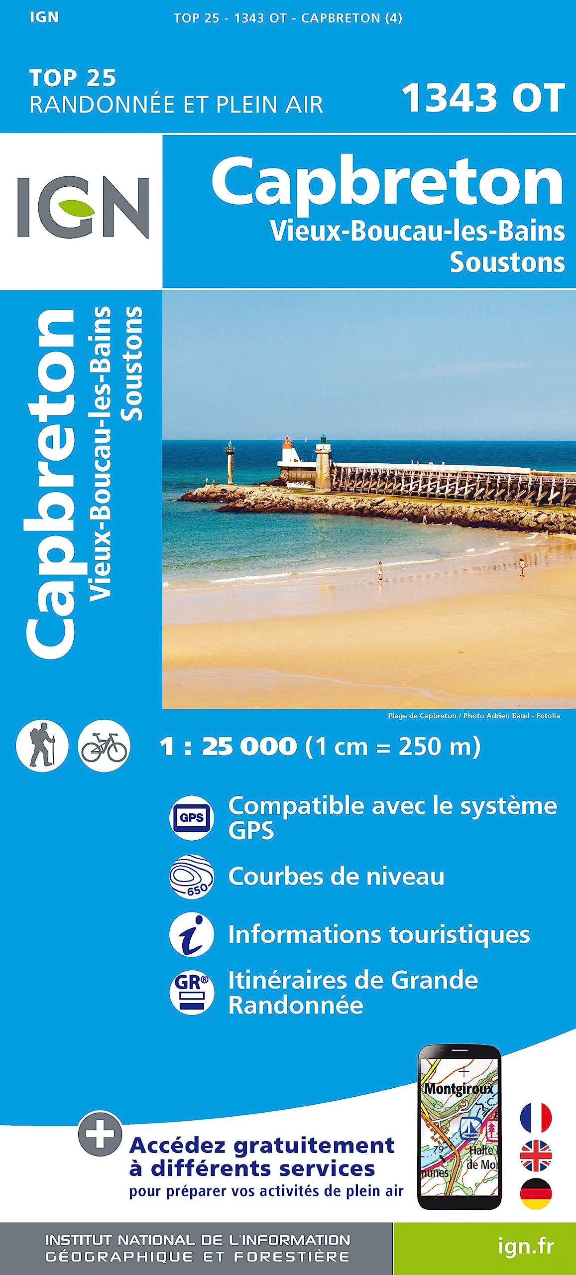 Cap Breton .Vieux-Boucau-Les-Bains.Soustons 1:25 000 Leisure, Home & Garden