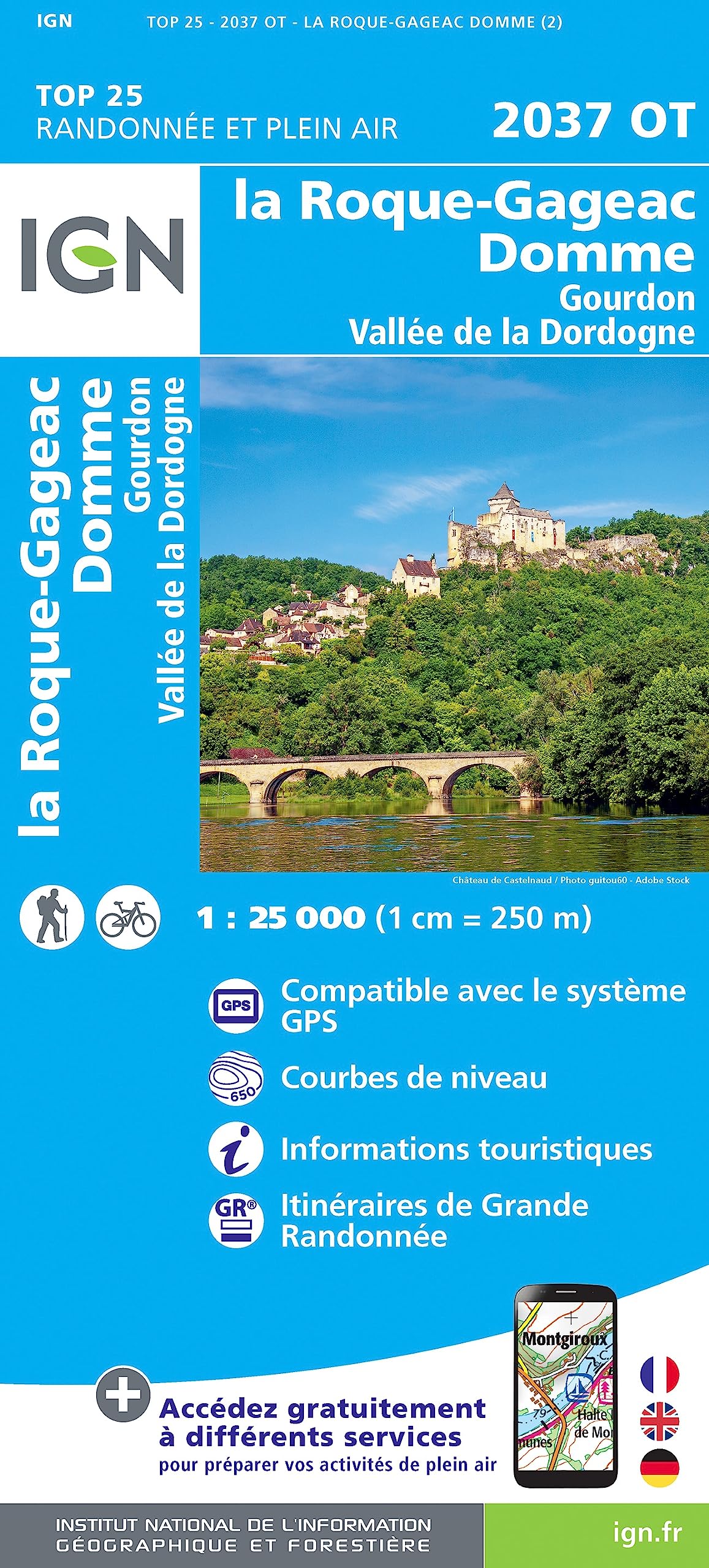 La Roque-Gageac Domme.Gourdon Vallée de la Dordogne 1:25 000 Professional & Reference Books