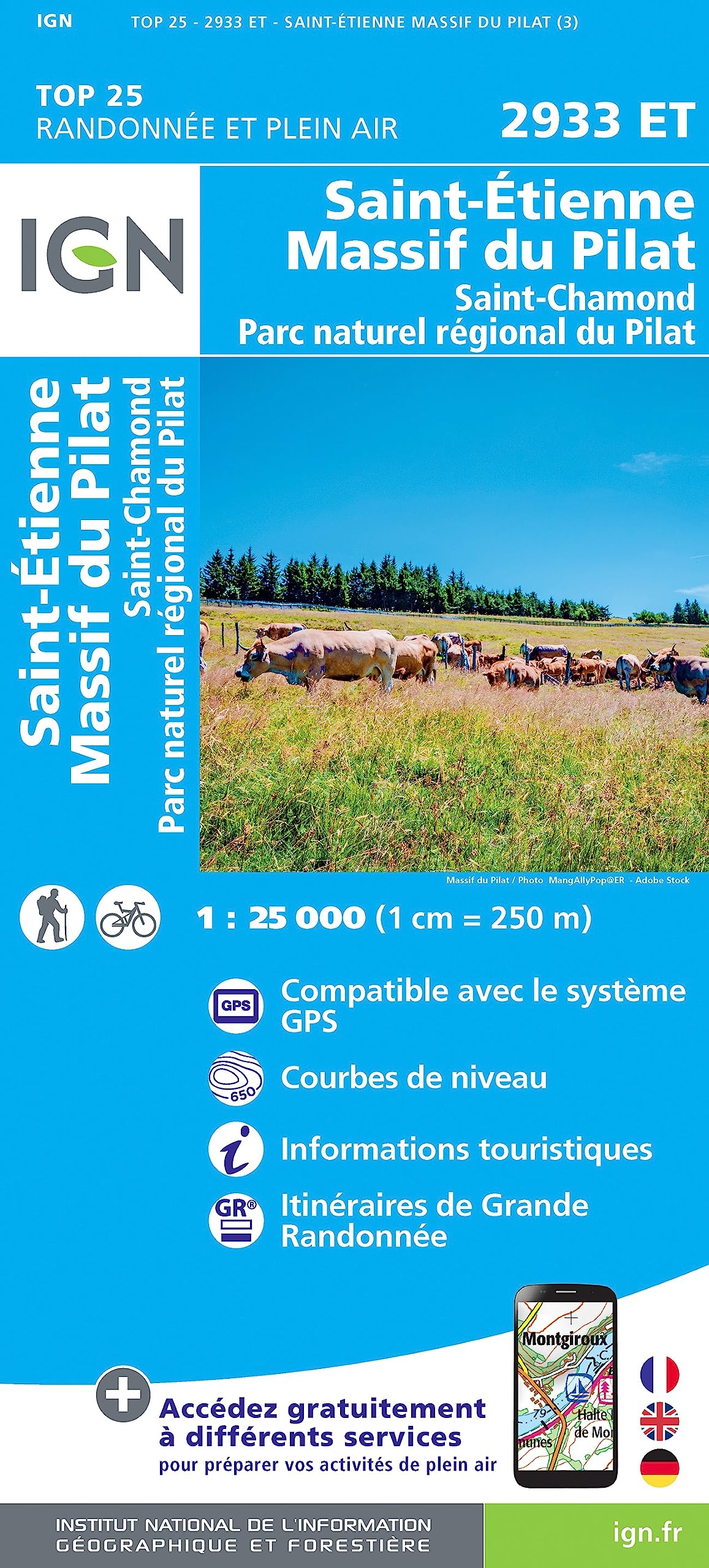 Saint-Étienne. Massif du Pilat. Saint-Chamond. Parc national régional du Pilat 1 : 25 000 Leisure, Home & Garden
