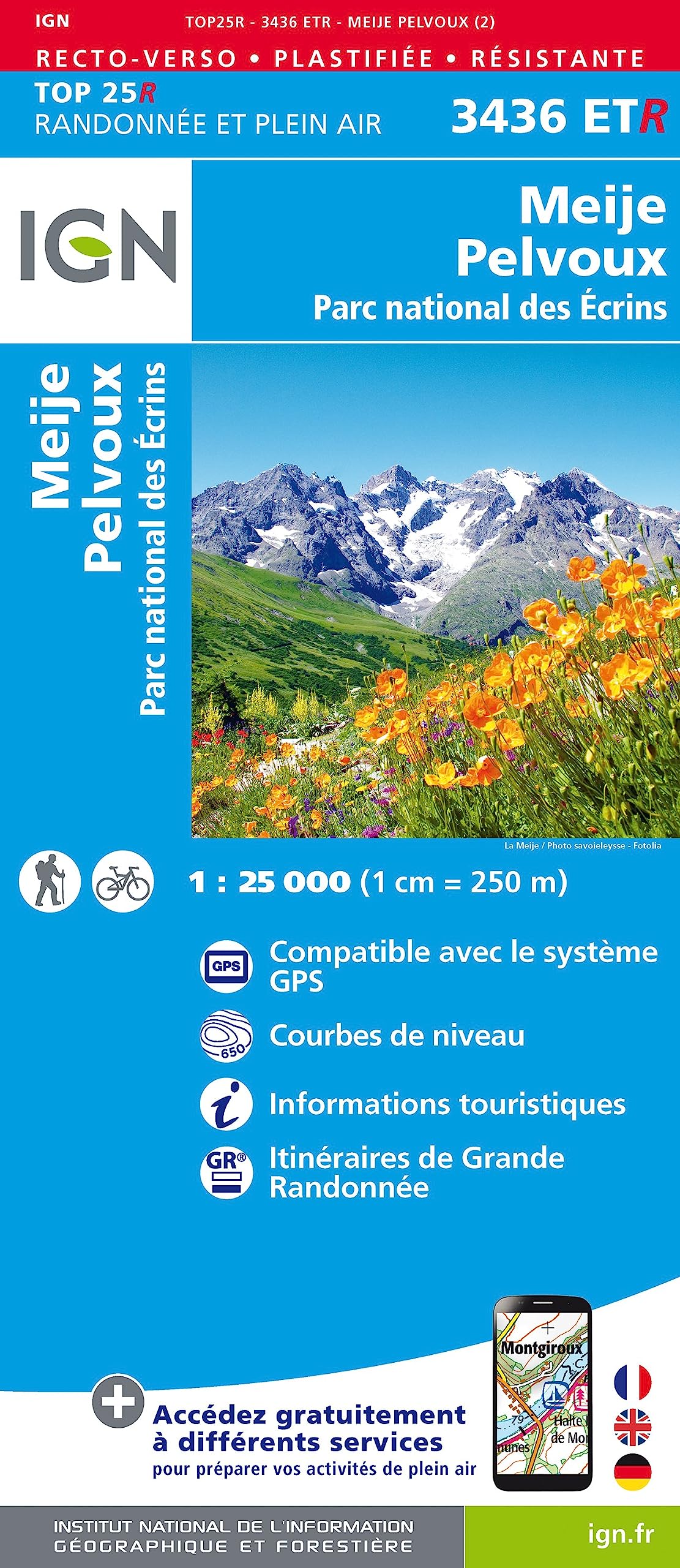 Meije / Pelvoux / PNR des Ecrins (3436ETR) (TOP 25R) Geology & Geography