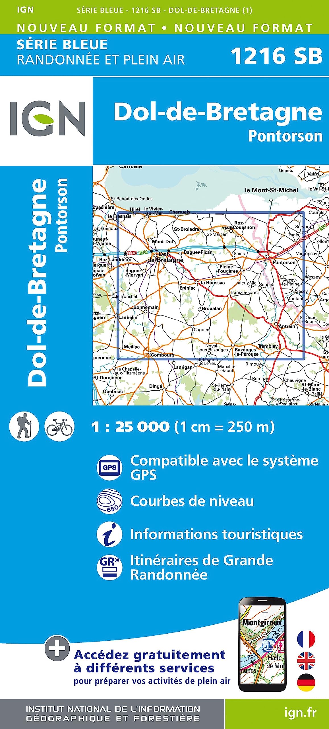 IGN Karte, Serie Bleue Top 25 Pontorson.Dol-de-Bretagne (Série Bleue, Band 1216) Leisure, Home & Garden