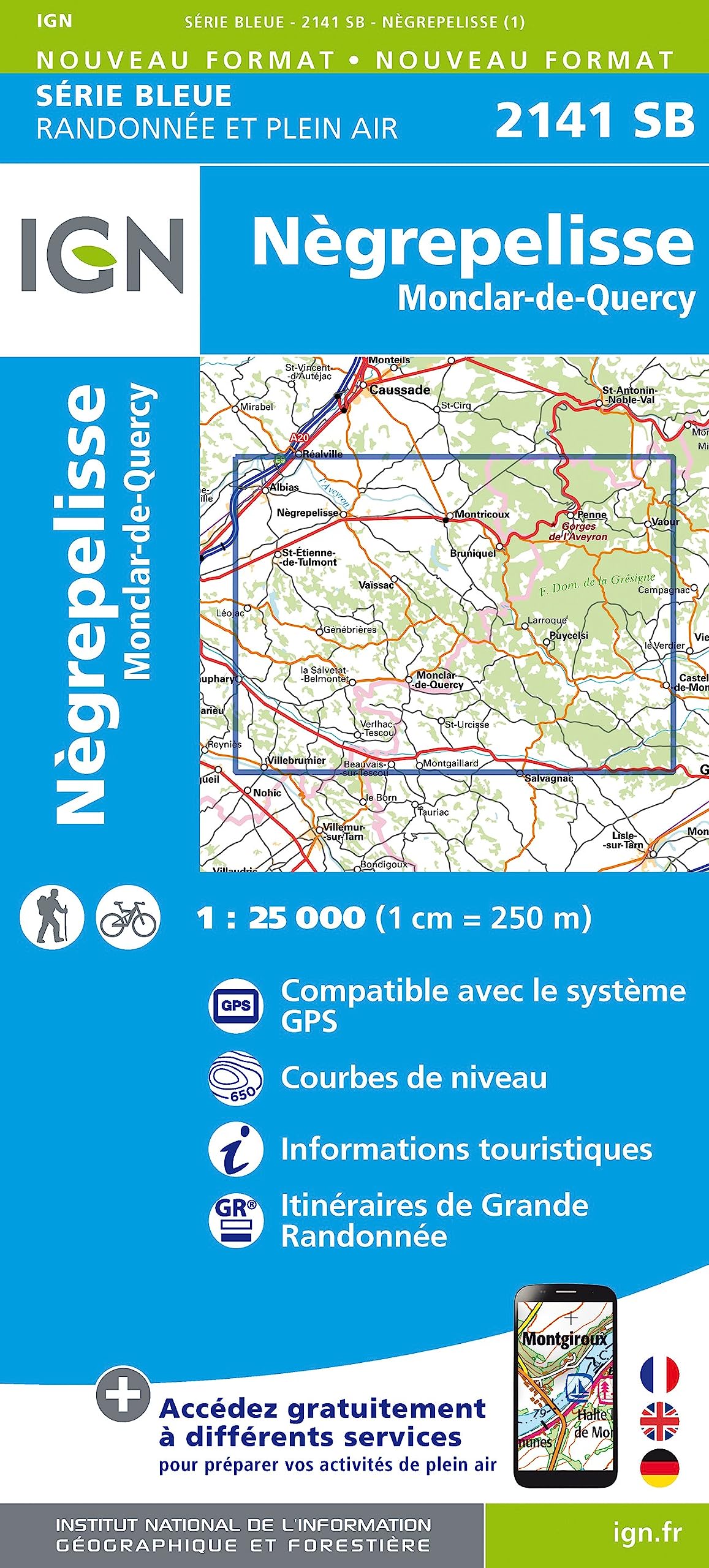 IGN Karte, Serie Bleue Top 25 Nègrepelisse.Monclar-de-Quercy (Série Bleue, Band 2141) Leisure, Home & Garden