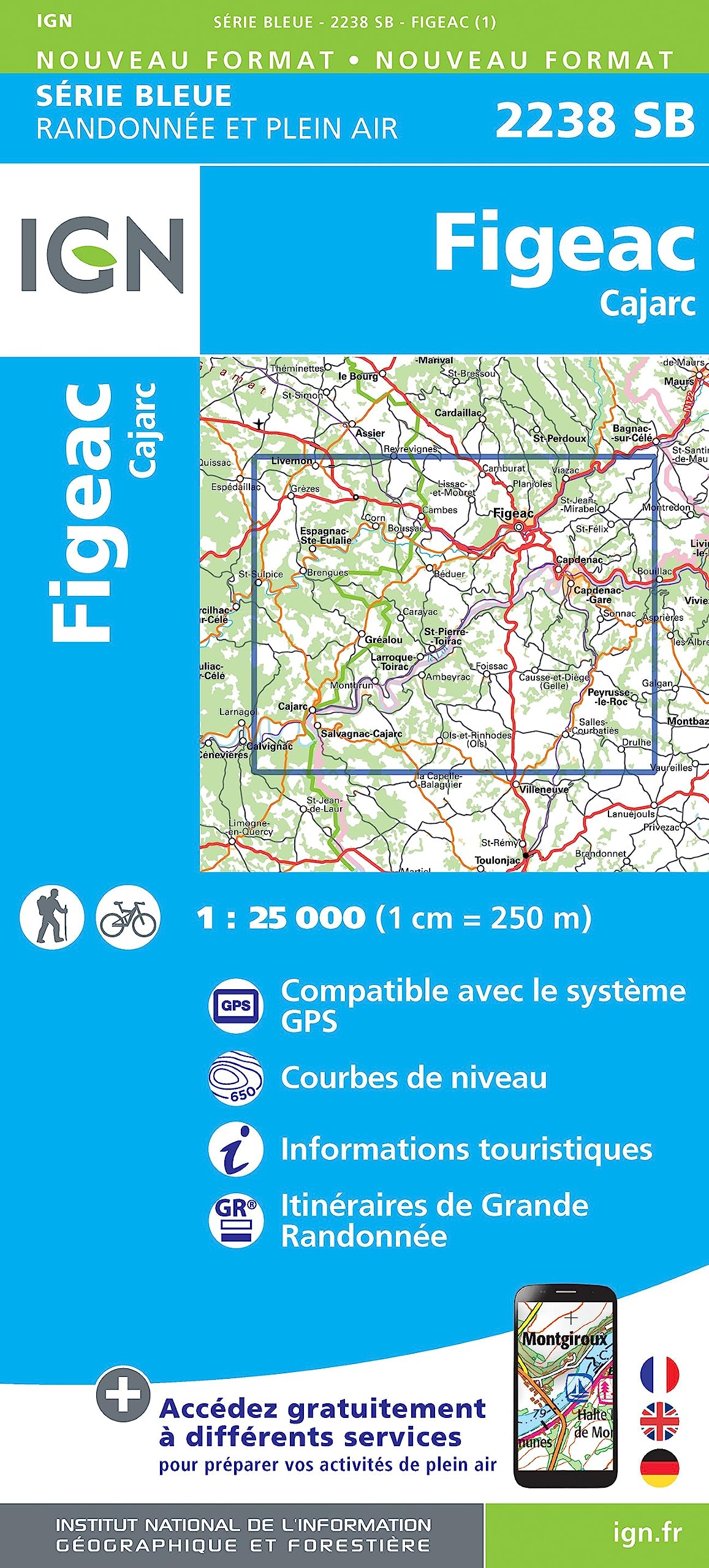 IGN Karte, Serie Bleue Top 25 Figeac.Cajarc (Série Bleue, Band 2238) Leisure, Home & Garden