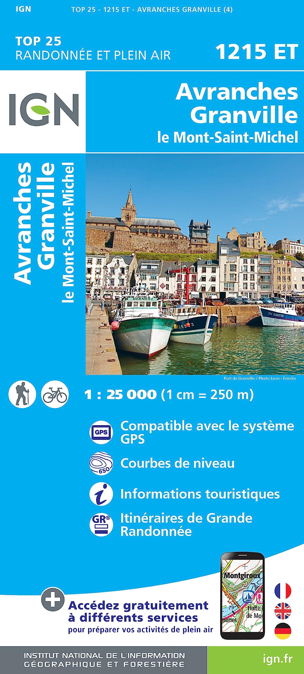 IGN Karte, Serie Bleue Top 25 Avranches.Granville.le Mont-St-Michel Leisure, Home & Garden