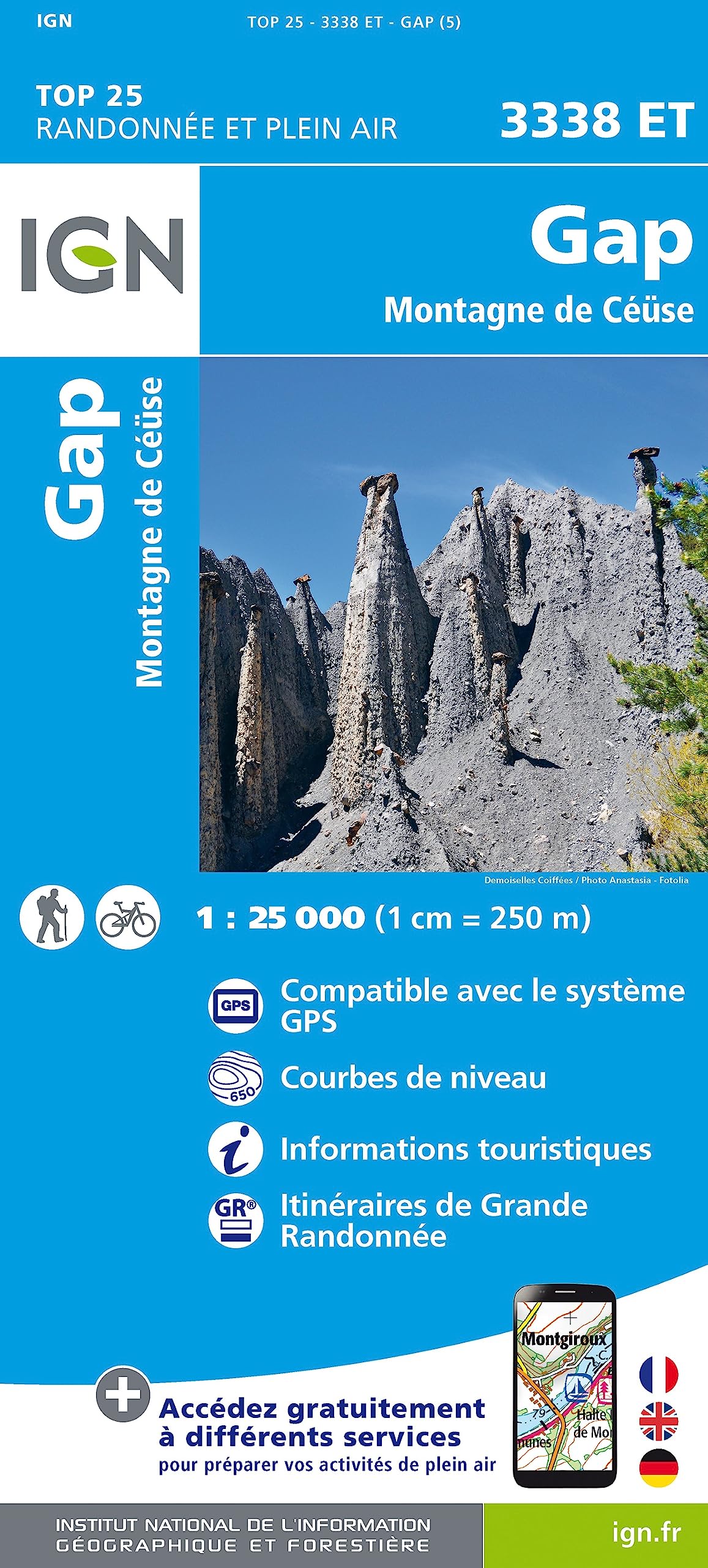 IGN Karte, Serie Bleue Top 25 Gap.Montagne de Céüse Leisure, Home & Garden
